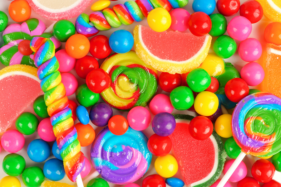 Colorful background of assorted candies