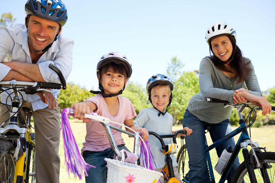 Family with their bikes